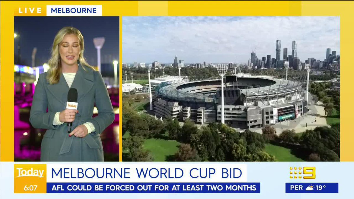 Victorian premier Daniel Andrews wants the 2034 men's football World Cup to be played at the MCG, forcing AFL games out of the stadium for months. Izabella Staskowski #9News