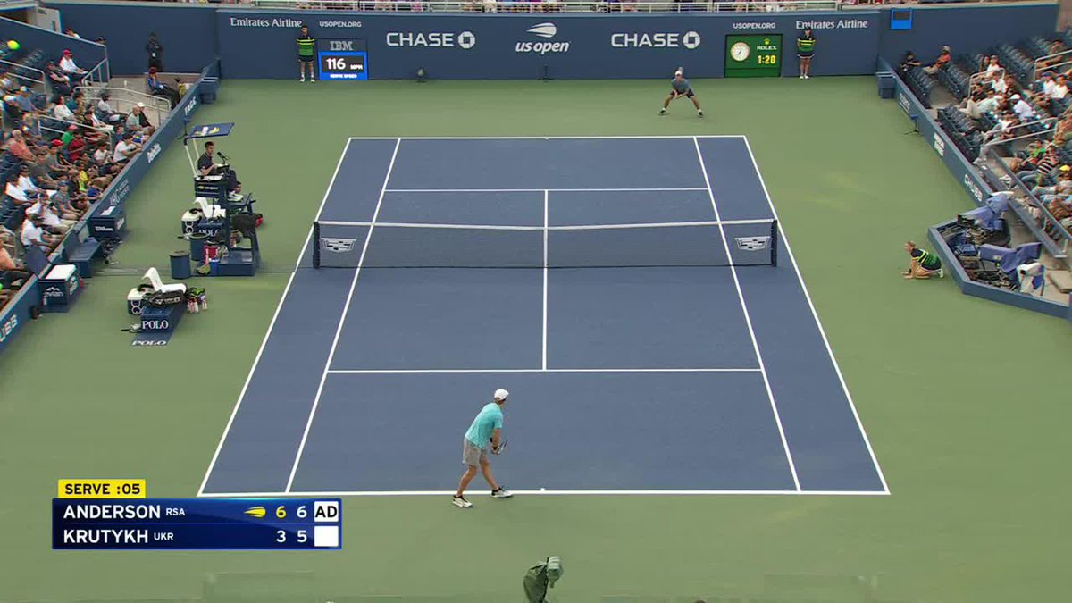 What a finish from Kevin Anderson in Round 1 of #USOpen qualifying!