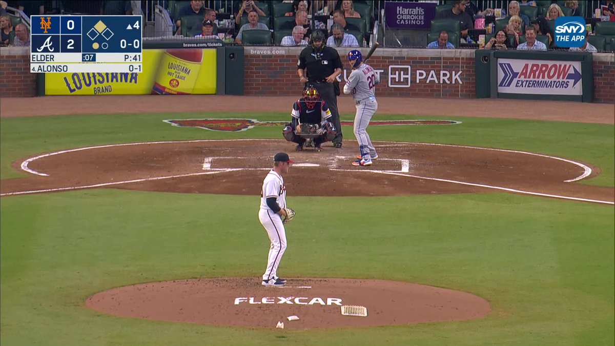 Big cheer at Truist Park after Pete Alonso is hit by a pitch