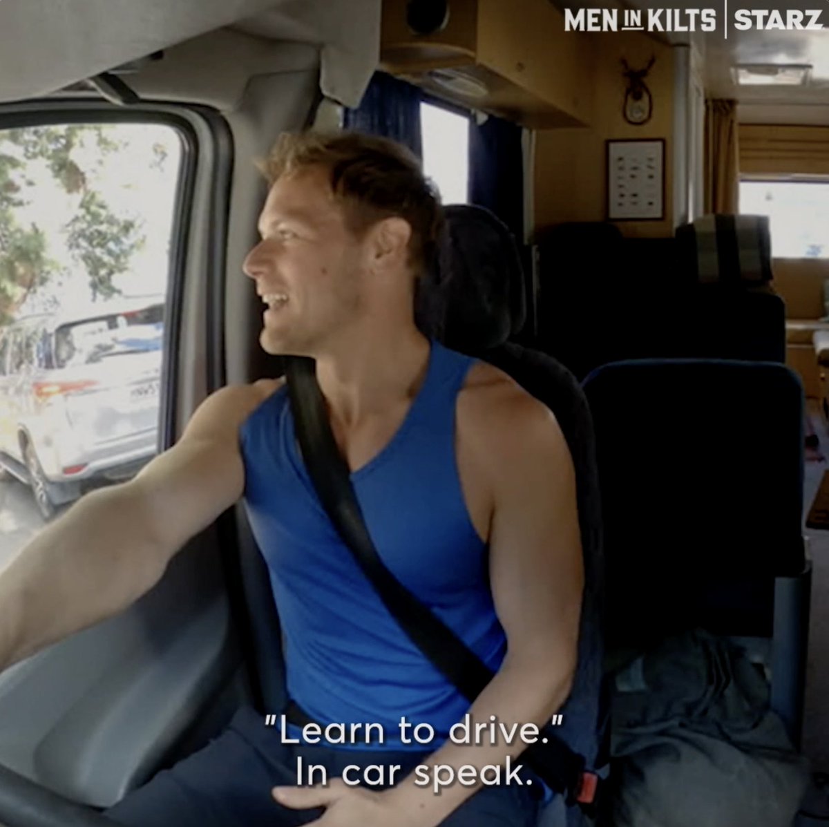 In this "More from the Road" special deleted scene from #MenInKilts, the horn and Sam share an understanding.