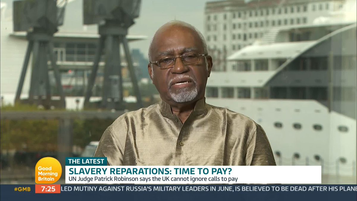 'It may have been a long time ago, but there are obviously current-day consequences.' Leading UN judge, Patrick Robinson, says the UK will no longer be able to ignore calls for slavery reparations. It’s been suggested Britain owes £18.8 trillion. Is it time to pay reparations?