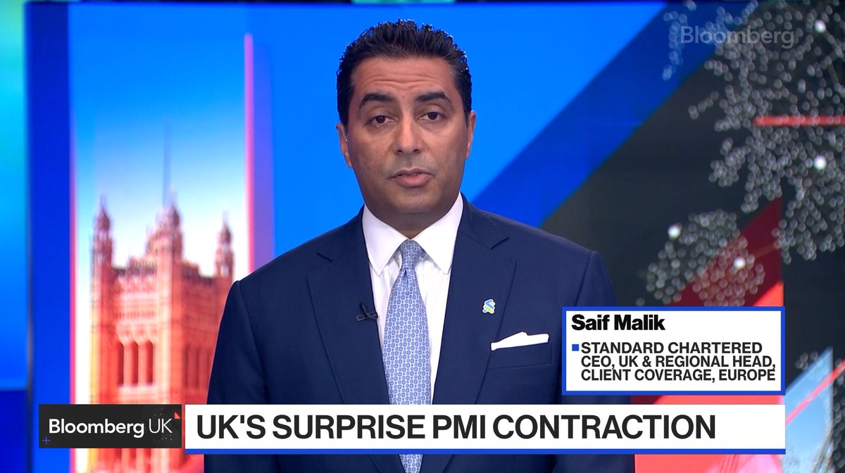 "I don't think we can avoid recession" The UK will see an economic downturn starting as soon as "September or October," says Standard Chartered's Saif Malik — who predicts two more rate hikes from the Bank of England
