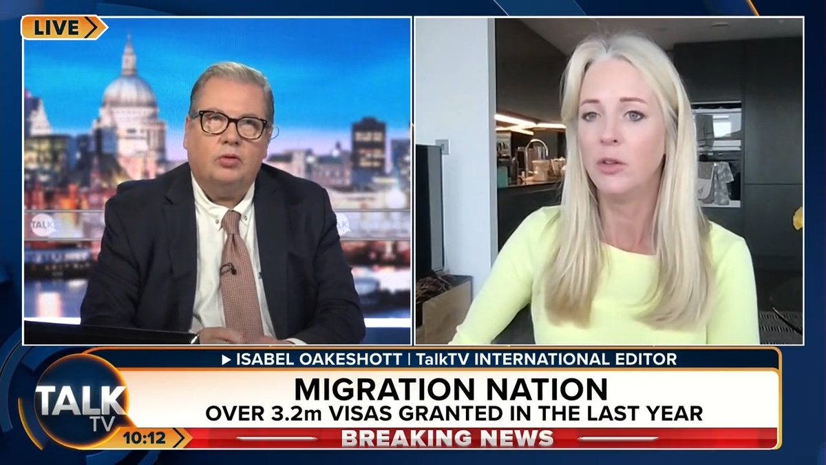 “This is a betrayal of what people voted for when they voted for Brexit. They thought the government was taking back control of our borders!” Isabel Oakeshott reacts to “appalling” statistics that reveal 3.28 million visas have been granted in the year ending June 2023. Mike Graham 🇬🇧