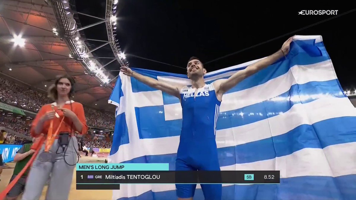 Miltiadis Tentoglou is 𝑾𝑶𝑹𝑳𝑫 𝑪𝑯𝑨𝑴𝑷𝑰𝑶𝑵! 🥇 The Greek has now won 𝑨𝑳𝑳 major long jump titles! 👏👏👏 #WorldAthleticsChamps