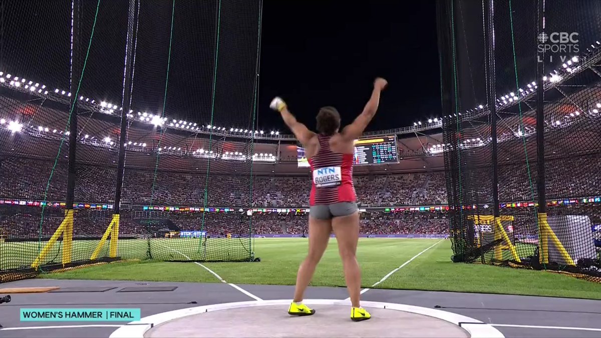 CAMRYN ROGERS 🇨🇦 WORLD CHAMPION Canada with a truly historic hammer throw DOUBLE GOLD at #Budapest2023 🥇🥇