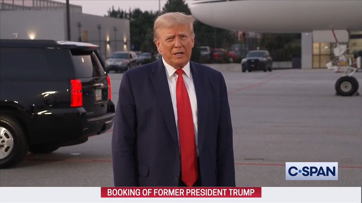 Former President Trump remarks after Fulton County Jail booking: "If you challenge an election, you should be able to challenge an election. I thought the election was a rigged election, a stolen election and I should have every right to do that."