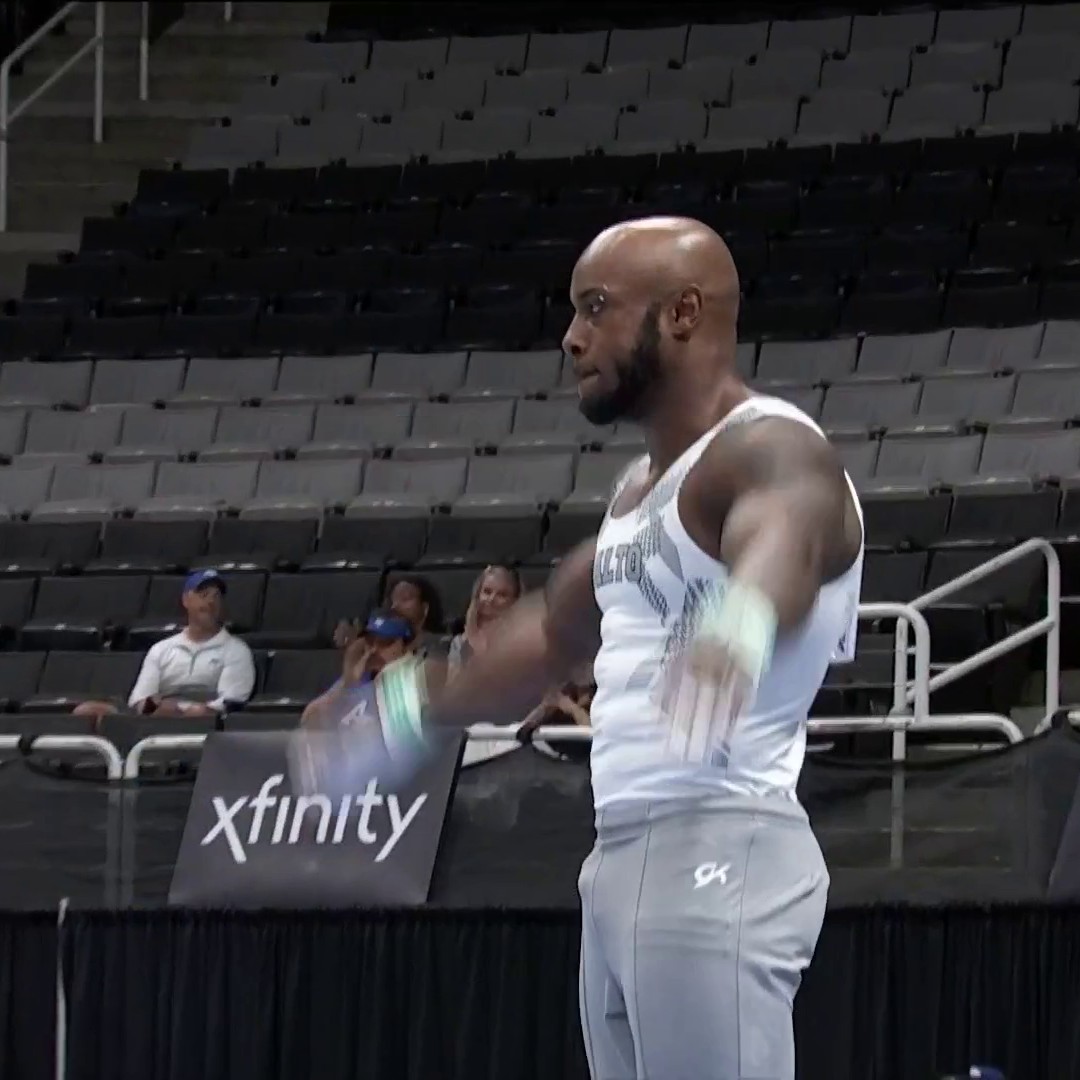 A clean routine and landing by Donnell Whittenburg on the rings at the #XfinityChamps! 👏 📺: Peacock