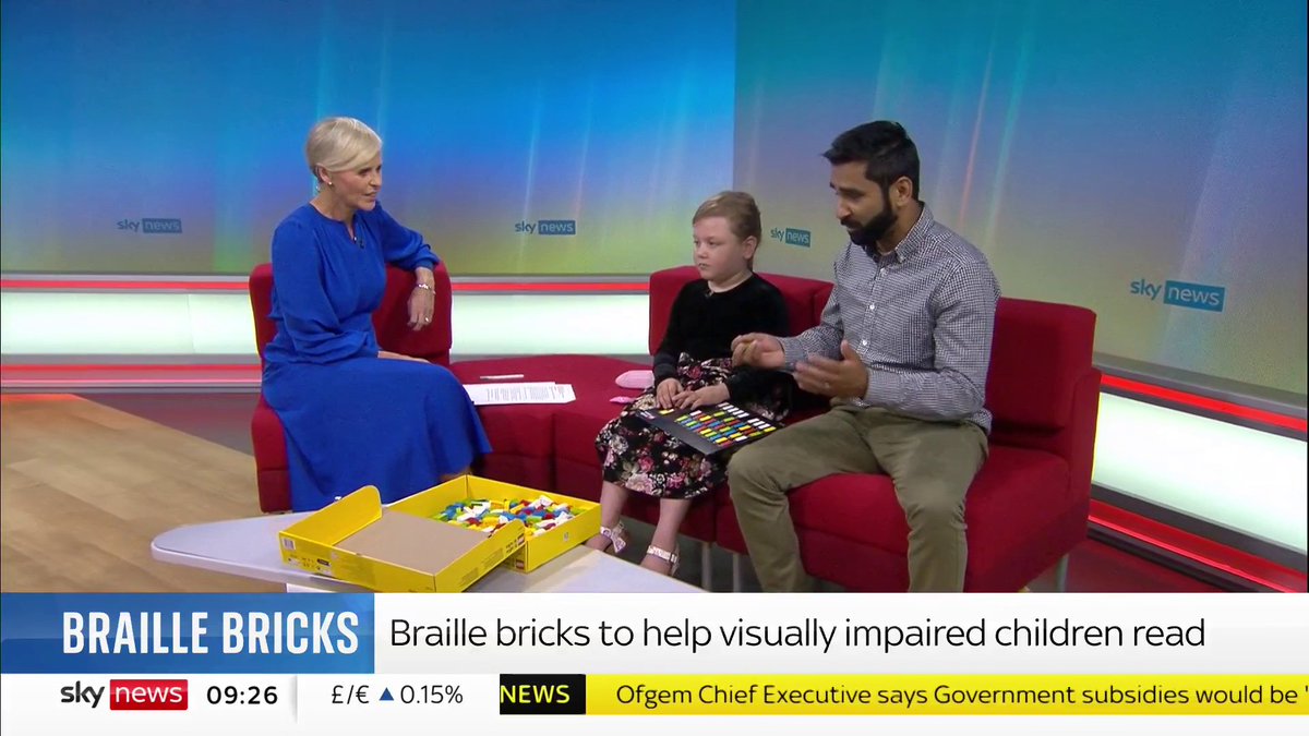 Dr Amit Patel and seven-year-old Olivia tell Anna Jones about LEGO Braille Bricks which support learning for blind and partially sighted children. They share how it helps people learn braille through the 'secret messages' feature. 📺 Sky 501