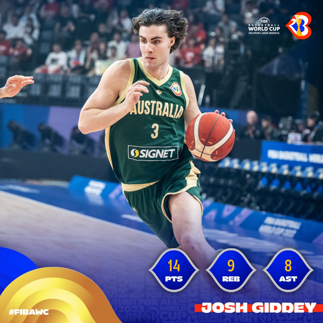 Josh Giddey made a splash in Okinawa, introducing himself with 14pts, 9reb and 8ast! #FIBAWC x #WinForAustralia 🇦🇺