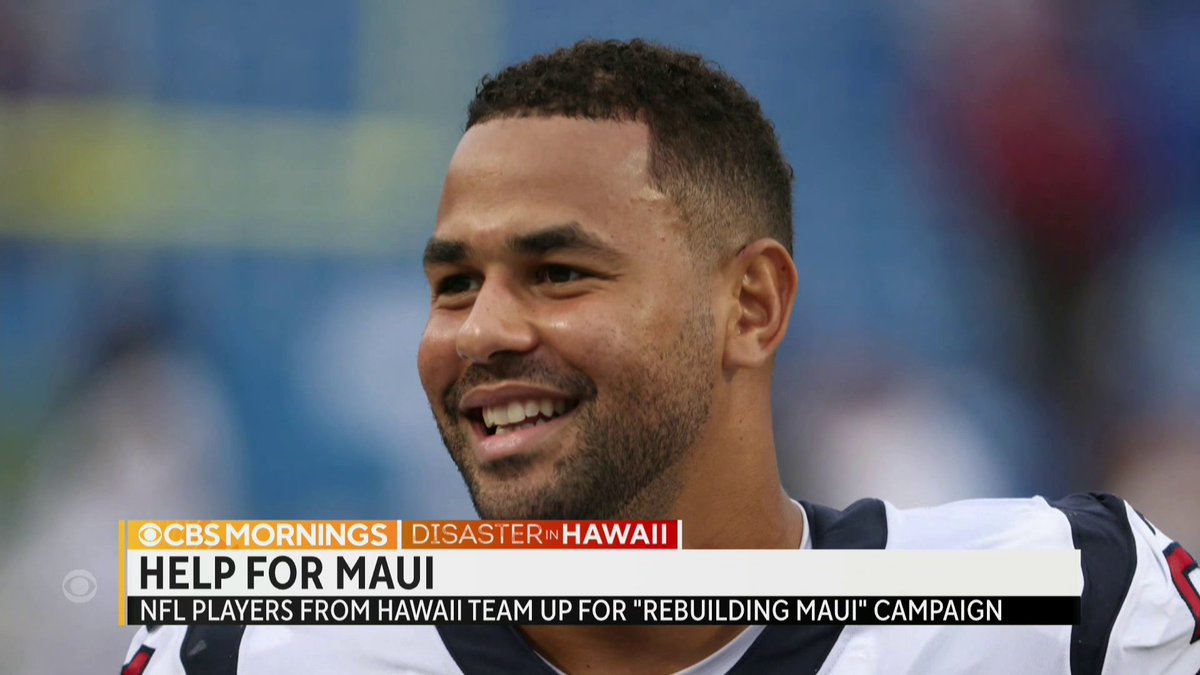 Oahu native and Carolina Panthers linebacker Kamu is teaming up with fellow Hawaiian NFL players to form the Rebuilding Maui campaign. He says all donations go to short and long-term relief efforts to rebuild after the devastating fires.