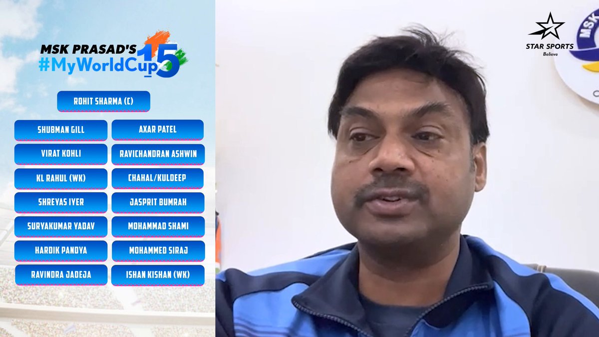 Former selector’s insight! 😍 MSK Prasad unveils his handpicked 15-man squad for the 2023 ODI Cricket World Cup. 💪🏻 Tune-in to the #WorldCupOnStar October 5, 2 PM onwards | Star Sports Network & Disney+ Hotstar #Cricket
