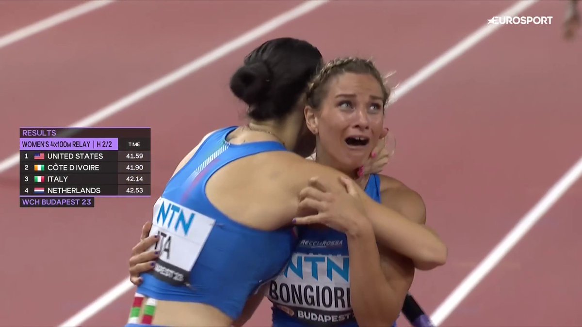 Noi come Anna Bongiorni 🤯🤯🤯 Nuovo record italiano nella 4x100 femminile per il quartetto formato da Dosso, Kaddari, Bongiorni e Pavese #WorldAthleticsChamps #Atletica #Dosso #Kaddari #Bongiorni #Pavese