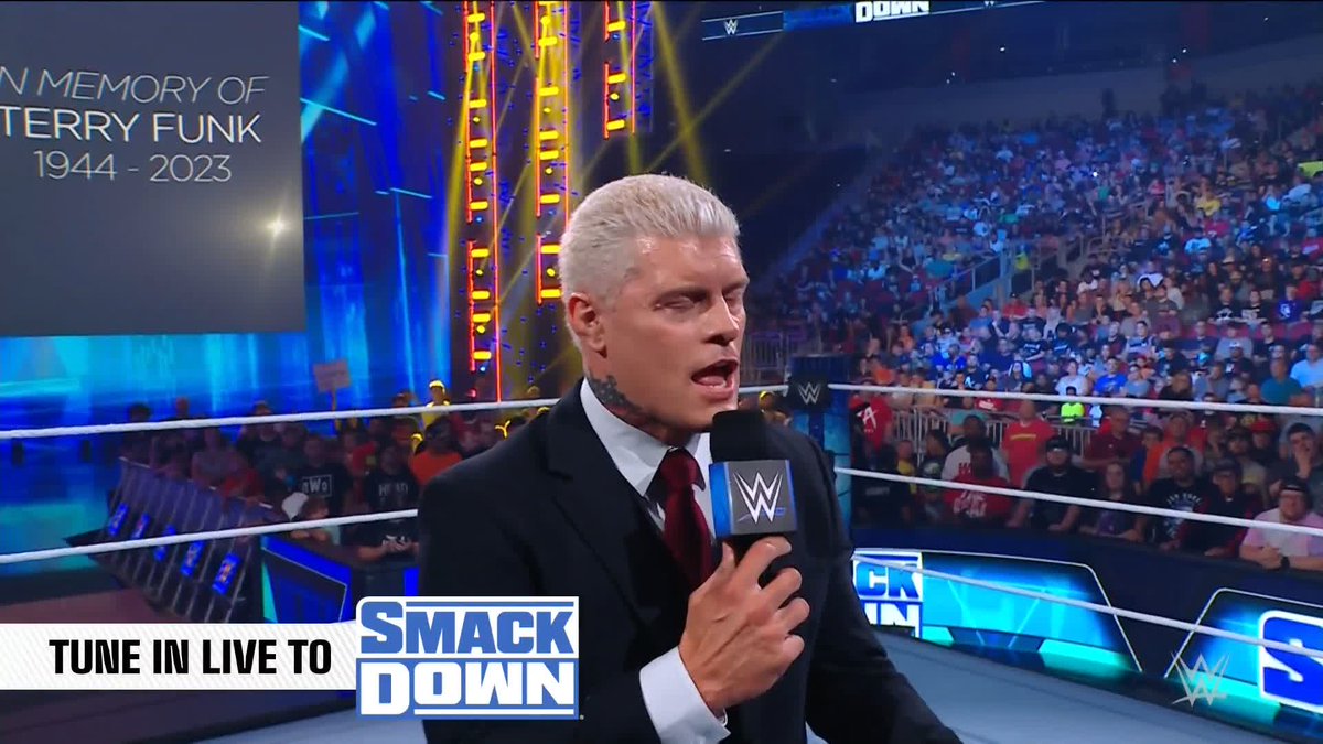 .Cody Rhodes celebrates the incredible career of WWE Hall of Famer Terry Funk with the WWE Universe. #SmackDown