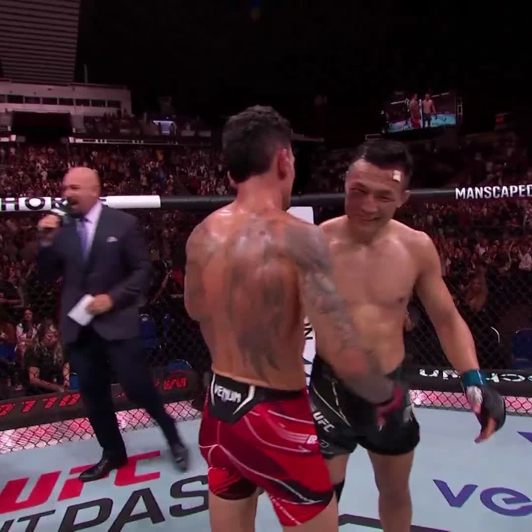 The ultimate respect between these two legends 🤝 #UFCSingapore