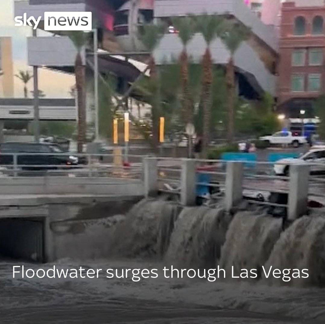 The Strip in Las Vegas is flooded after summer storm. Read more: