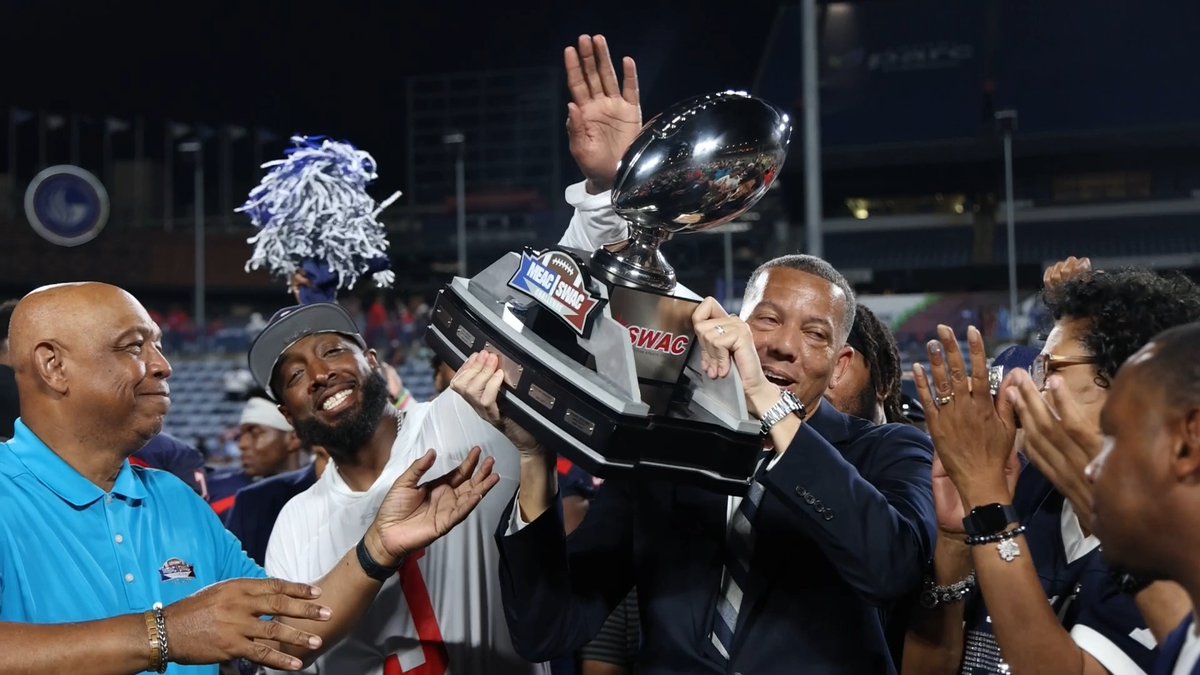 The trophy is back with @TheSWAC. Congratulations to @GoJSUTigersFB on winning the Cricket MEAC/SWAC Challenge Challenge❗ JSU 37 | SCSU 7 #JSUinATL #GuardTheeYard