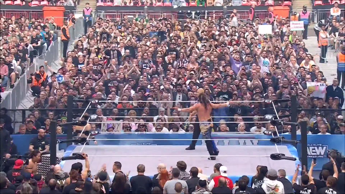 Wembley doing the Terminator clap perfectly in sync for Kenny Omega. IT'S MOMENTS LIKE THIS.