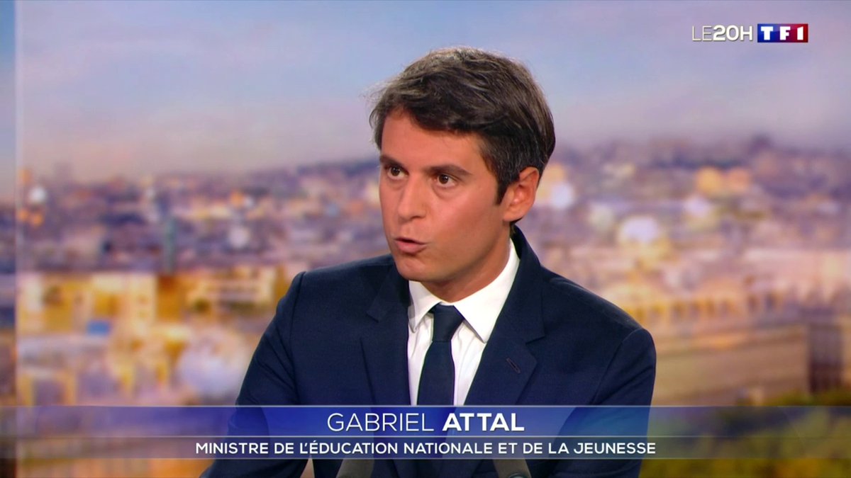 🔴 "Chaque enseignant, sans condition, gagnera entre 125 et 250 euros nets de plus par mois à la rentrée", annonce Gabriel Attal, ministre de l’Éducation nationale et de la Jeunesse ▶ #LE20H d'Anne-Claire Coudray