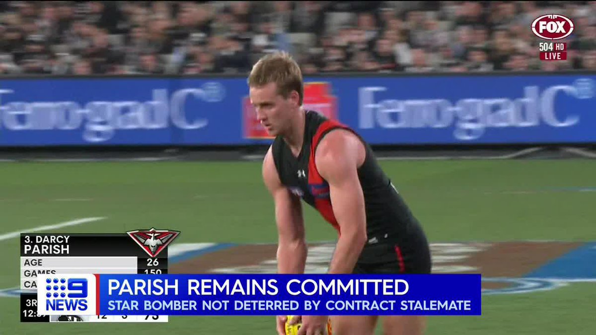 Bombers star Darcy Parish has revealed he'll sign off on his new deal with Essendon in days. Joshua Dawe #9News
