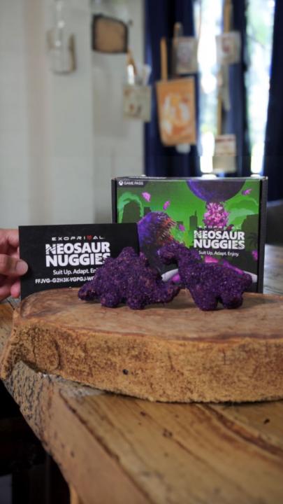 For years, gamers have been sustaining themselves on energy drinks they like to call “Gamer Juice,” but we know that a good gaming session calls for a hearty snack. So we partnered with Xbox to deliver Neosaur Nuggies to help lucky gamers perform their best.