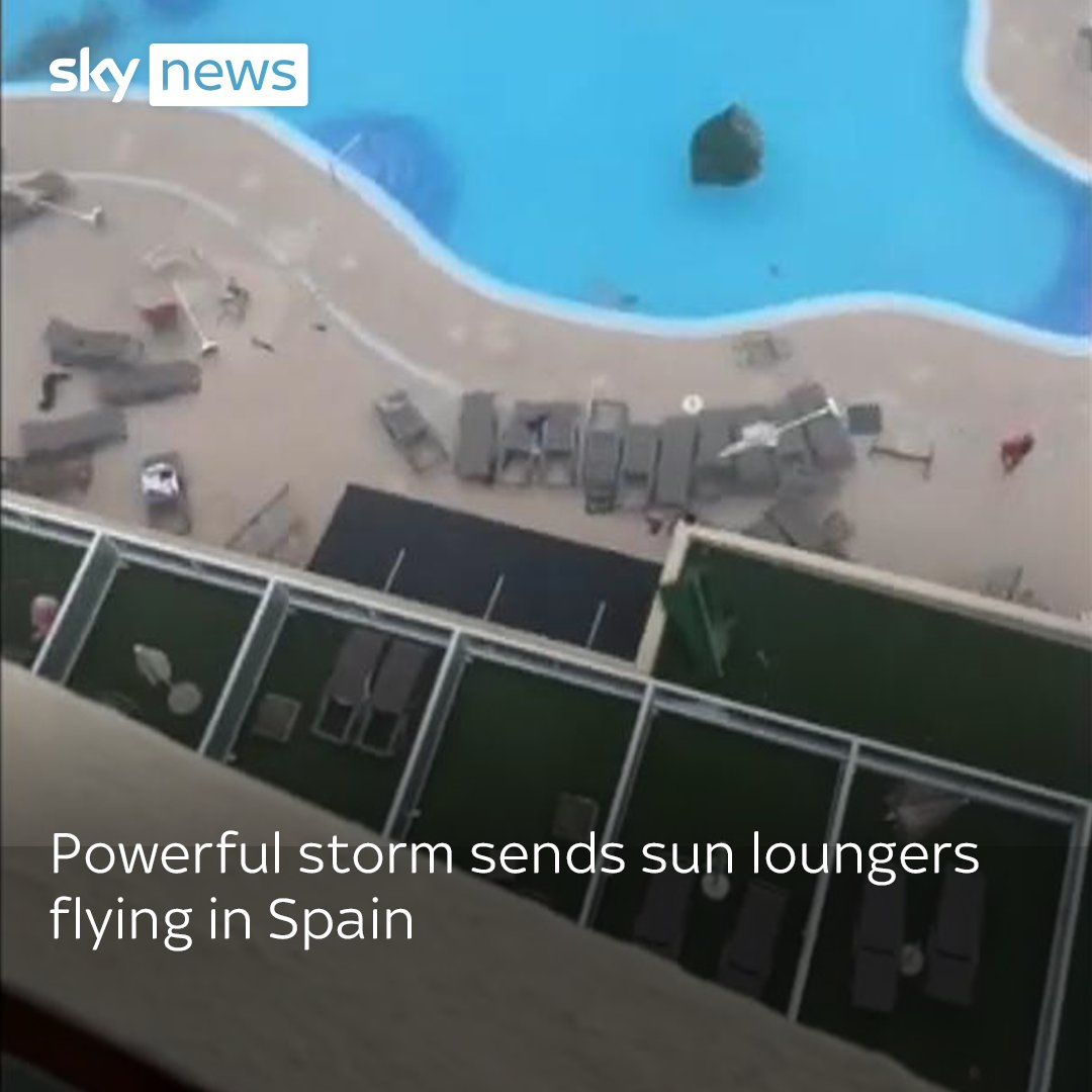 🌪️ A powerful storm sent sun loungers flying in Mallorca. The severe weather led to hundreds of callouts across the island, as wind gusts reached 62mph. See more: