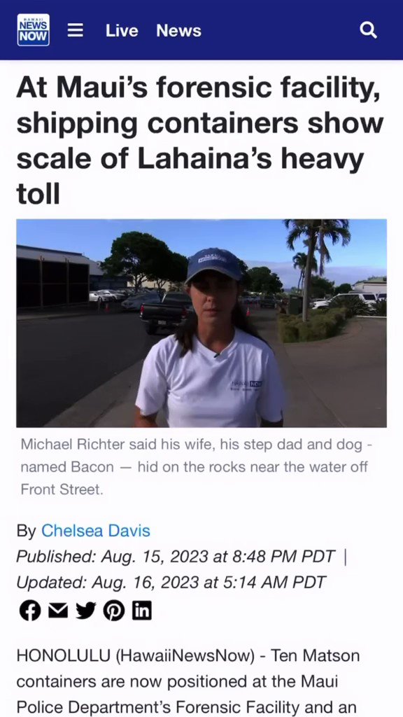 The More You Look For The Lahaina, Maui, Hawaii Fires ‘Coincidences’, The More You Find LEGISLATION WAS PASSED PRIOR TO FIRES ALLOWING THE POLICE CHIEF (aka Coroner) TO CREMATE BODIES IN A NEW WAY 🚨 Please take the time to read or watch this post “I met the Maui Police Department's forensic facility in Wailuku where morgue operations specialists are actually loading mats in containers with bodies right now. So why is our police chief also our coroner? He admitted that on a press conference just the other day. Legislation was passed that allowed the sheriff, AKA the coroner, I'll go ahead and include the link so you can go ahead and look at those legislation bills. ‌ But in doing so, not only are there no descendants there to look for lost loved ones, such as where are the parents to the missing children? They're not there. Not only has this whole operation completely just annihilated the indigenous people of Lahaina, but in doing what they've done, they've also completely disintegrated all traces of DNA. ‌ So yeah, if the math ain't math, then let me help you out here. Not only is the coroner's office, aka the sheriff, making $800 for each and every person, he stuffs in one of those containers that very well is one of these alkaline, hydrolysis, decomposing chambers. He's not only making $800 per person, but by eliminating all DNA, any surviving ancestors to those that perished in this... fire. ‌ Any surviving ancestors that live abroad say in the mainland they can never return home and state claim to their land because it's surrendered over to the coroner's office. It's given to, it's given back to the state. So because there's no trace of evidence of the DNA. This is disgusting you guys. This is disgusting and I hope this helps somebody. ‌ We're at the end and if you don't know Christ Jesus, now is the time to turn and repent to him. And I'm talking to you elites more than anything. You might want to stop what you're doing because Christ Jesus is coming back and it ain't gonna end well for you. If you think what you've done to these people is just, oh, you just wait until you find yourself sitting in a lake of fire. Because that's what's coming for you if you all don't turn from your bulldog and repent of your evil in wicked ways.” DEWs, Direct Energy Weapons #Hawaii #Maui #MauiFires #Lahaina #LahainaFires #DEWs #DirectedEnergyWeapons