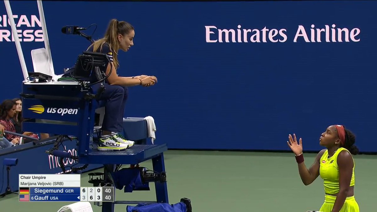 Coco Gauff expressed her frustration to the chair umpire after she thought her opponent, Laura Siegemund, was slow to get ready for her serves several times.