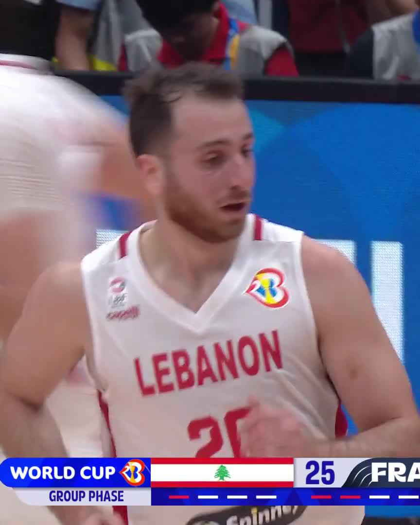 Wael Arakji with 21 PTS at half-time on 90% FG. 🔥 #FIBAWC x #WinForLebanon 🇱🇧