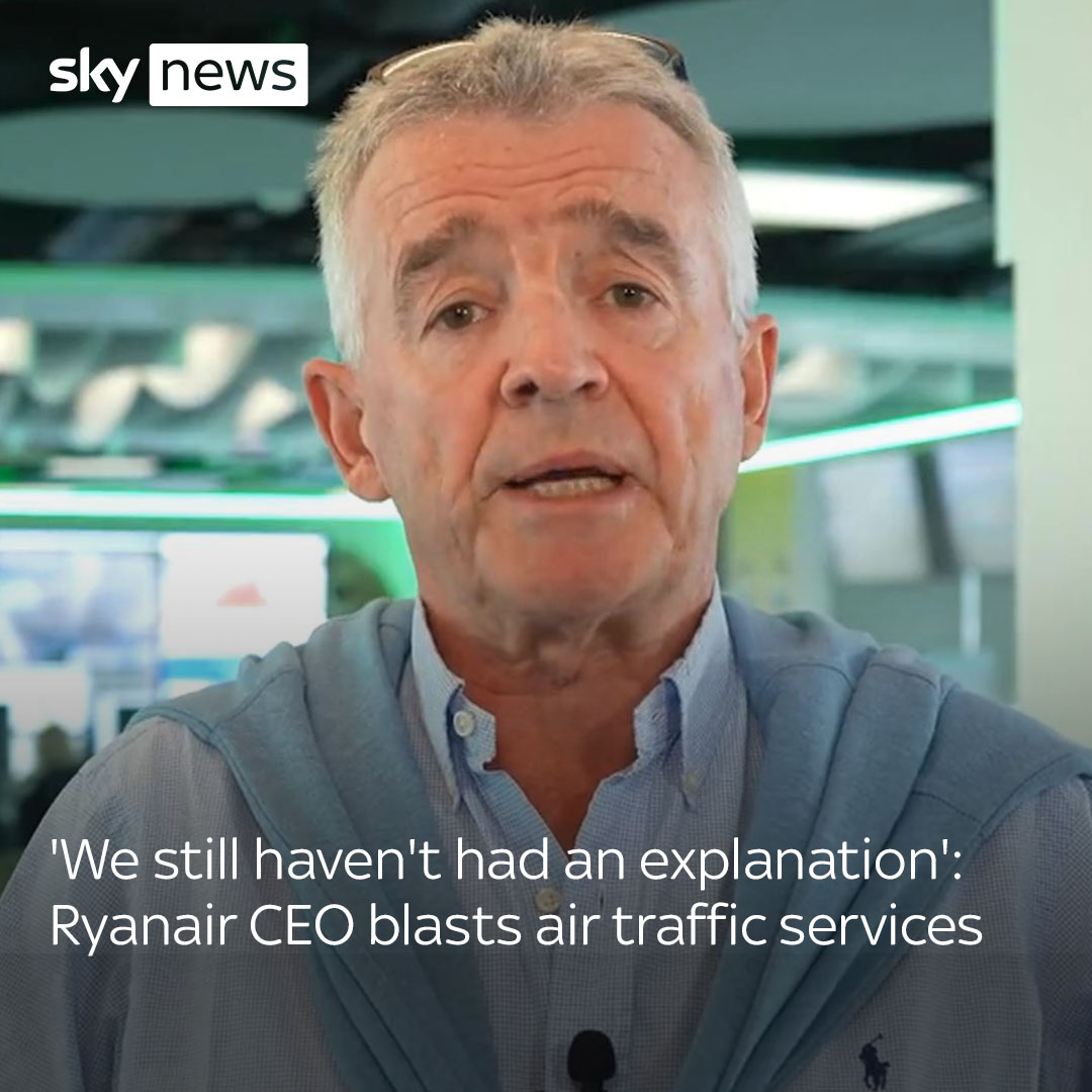 The CEO of Ryanair, Michael O'Leary, blasts air traffic services for a lack of communication. Live updates: