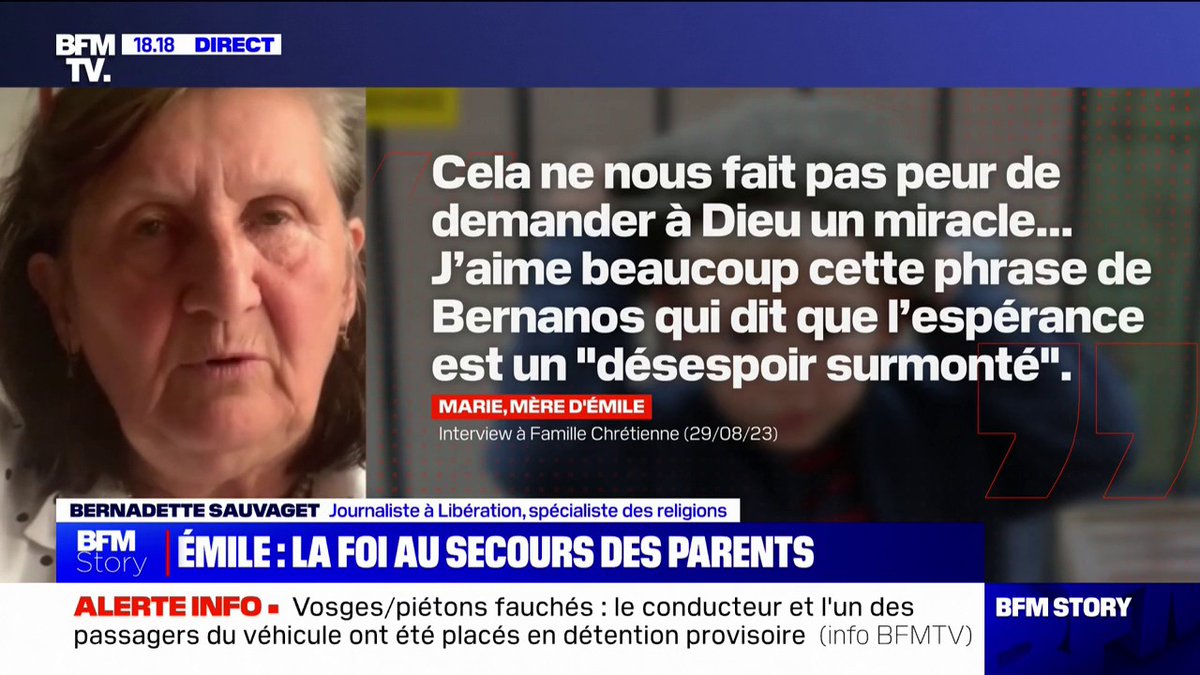 Disparition d'Émile: ses parents "ne sont pas des catholiques ordinaires, ils reconnaissent qu'ils sont liés à des organisations catholiques d'extrême-droite", affirme la journaliste Bernadette Sauvaget