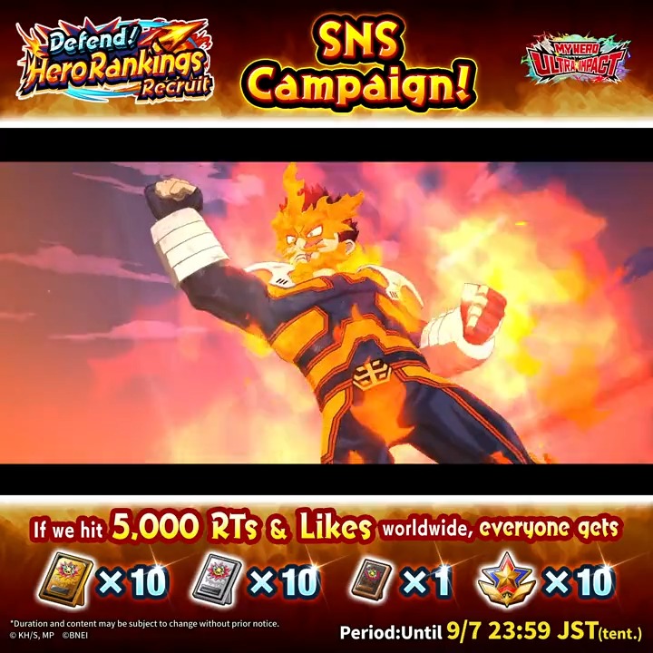 ＼New UR Endeavor Release SNS Campaign／ ■UR [Scorching Heat] Endeavor No.1 Hero Endeavor, a fierce fighter who throws himself into battle, will appear as a new ABL type UR character! Let's RT &amp; LIKE to get the rewards! #MHUI #MyHeroUltraImpact #MyHeroAcademia