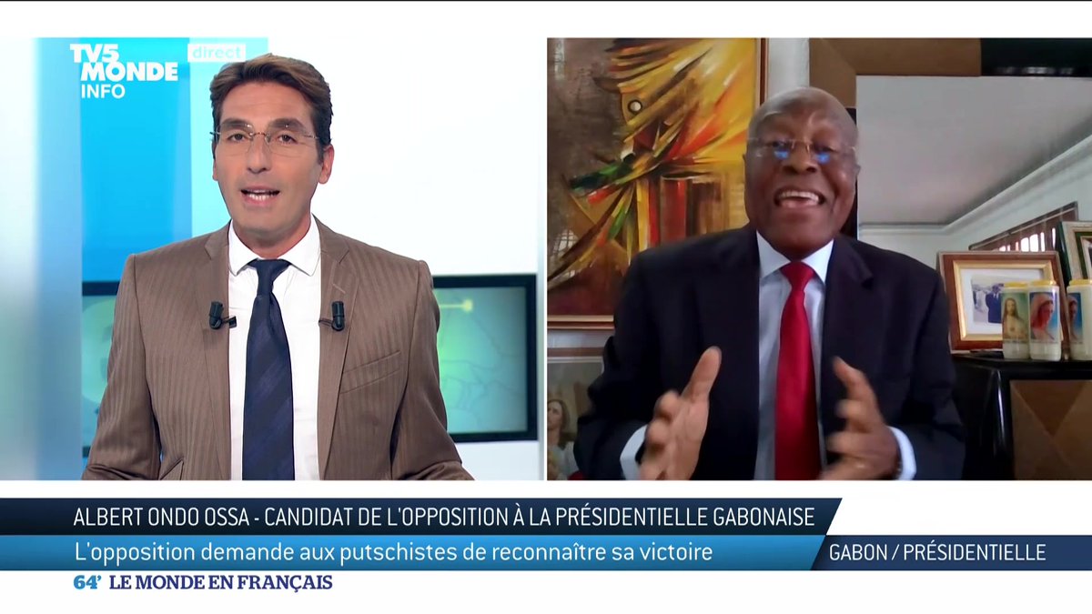 EXCLUSIF / Coup d'Etat au #Gabon : "Un Bongo a remplacé un Bongo" déclare le candidat de l'opposition Albert Ondo Ossa sur TV5 Monde.