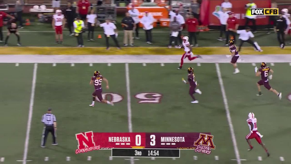 The first touchdown of the Big Ten Conference season goes to Nebraska Football's Alex Bullock 🤩 📺: FOX/@CFBonFox