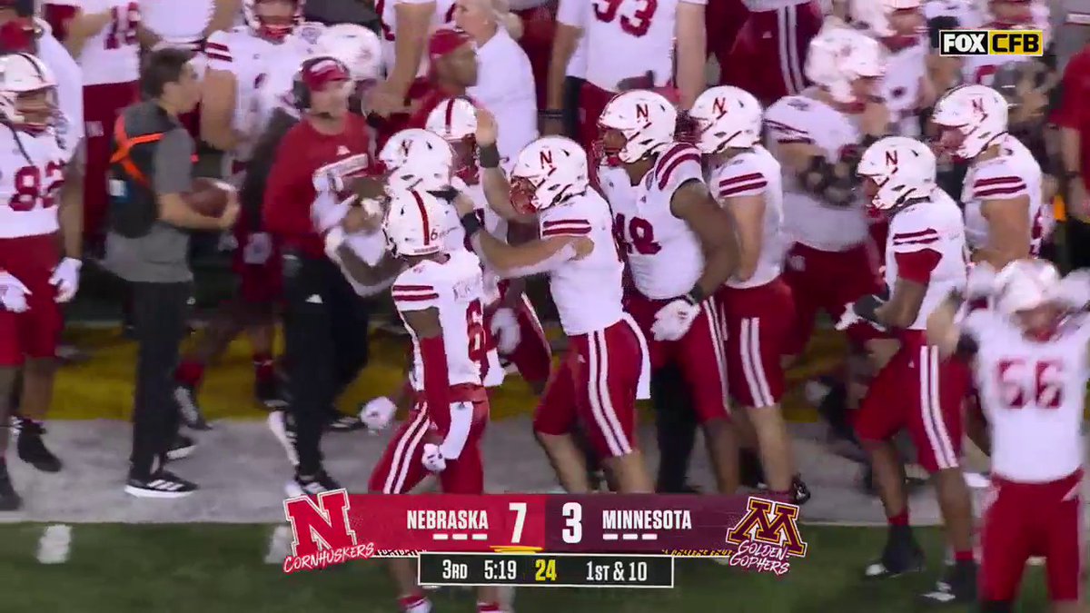 BIG RED PICKED IT! ‼️ Omar “Meezy” Brown with the interception for Nebraska Football!