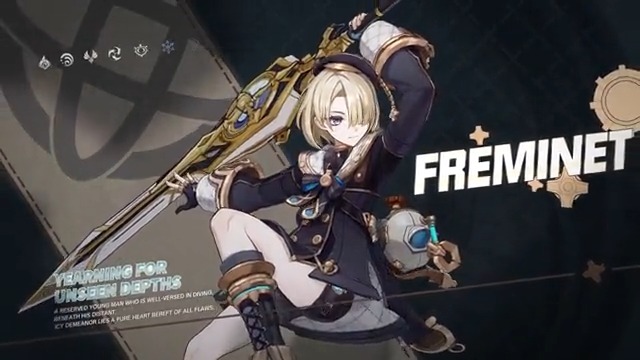 Character Demo - "Freminet: Silence of the Depths" | Genshin Impact Put on your helmet and let the silence of the ocean engulf your woes. All that's left is the poetry of the myriad currents, winding their way past Beryl Conches and Romaritime Flowers. #GenshinImpactFontaine