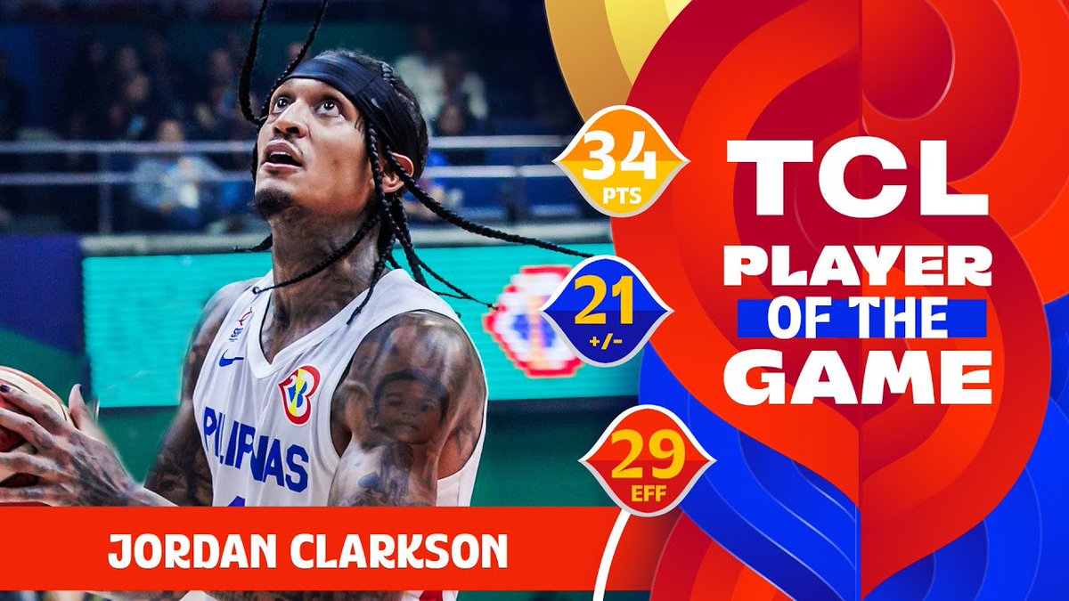 Jordan Clarkson went ballistic in the third period to lift Gilas Pilipinas over China in their final game 🔥 📊 34 PTS | 5 3PM | 61.1% FG | 29 EFF #FIBAWC x #WinForPilipinas 🇵🇭 | #InspireGreatness