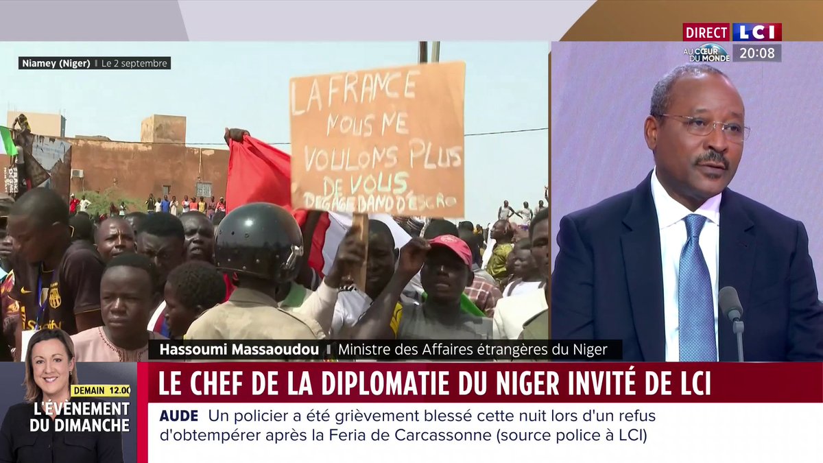 🔴 Manifestations anti-françaises au Niger : "Ce sont des manifestations commanditées, organisées et achetées", affirme Hassoumi Massaoudou, ministre des Affaires étrangères du Niger Darius Rochebin