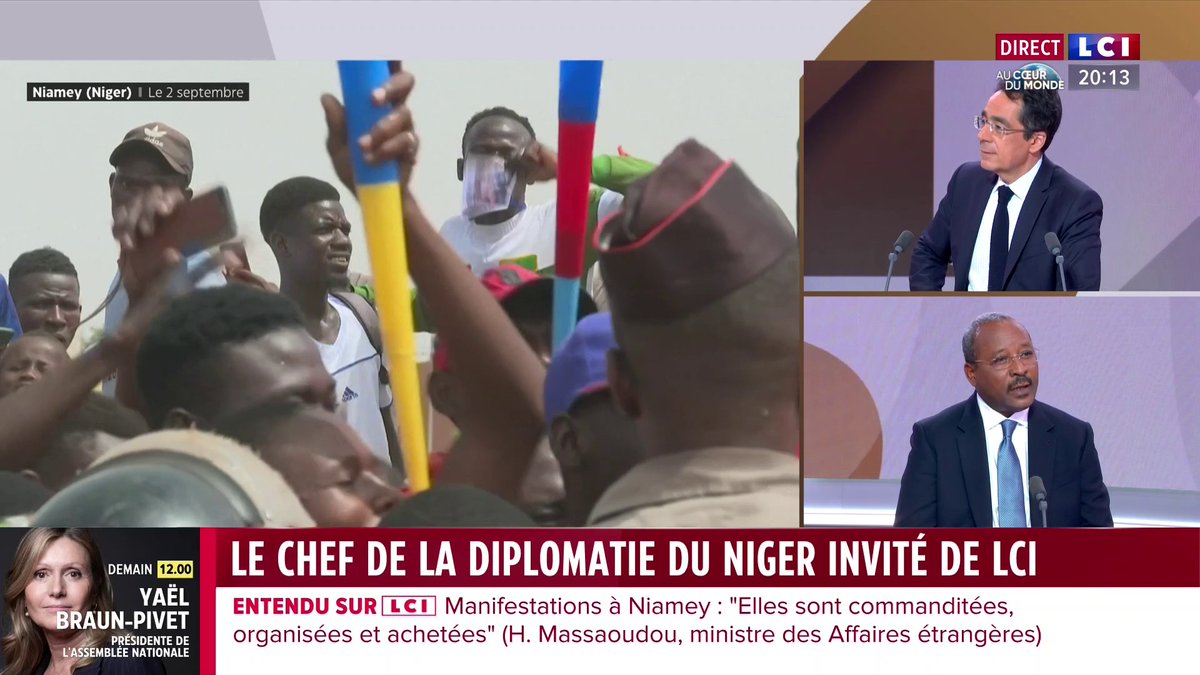 🗣️ "La junte est arrivée au pouvoir par la force, il faudra la faire partir par la force, avec l'aide de la #CEDEAO et de tous les pays qui la soutiennent, dont la #France 🇫🇷." Hassoumi Massaoudou, ministre des Affaires étrangères du pouvoir destitué