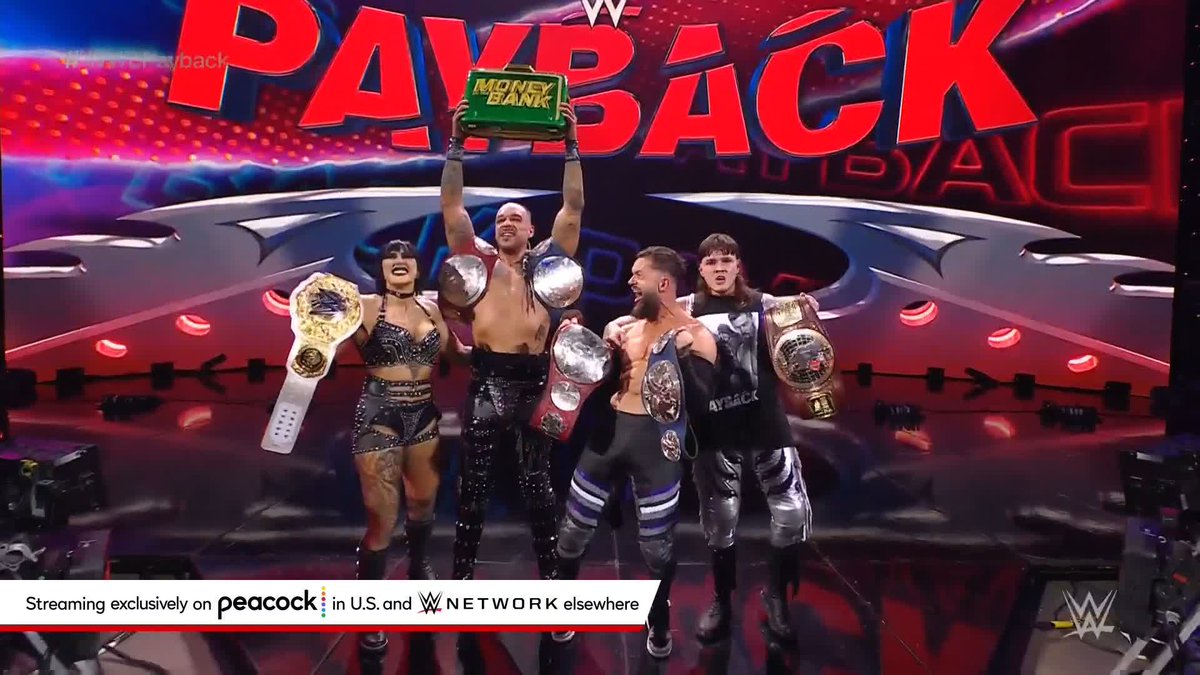 ALL CHAMPIONS RISE in The Judgment Day! RheaRipley_WWE @ArcherofInfamy Finn Bálor Dominik #WWEPayback