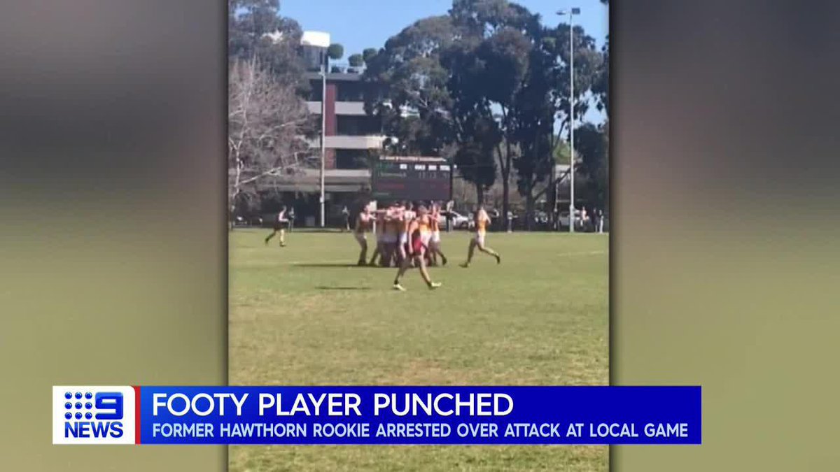 A former AFL and NRL listed player has been arrested over a coward punch at a local football game. Gillian Lantouris #9News