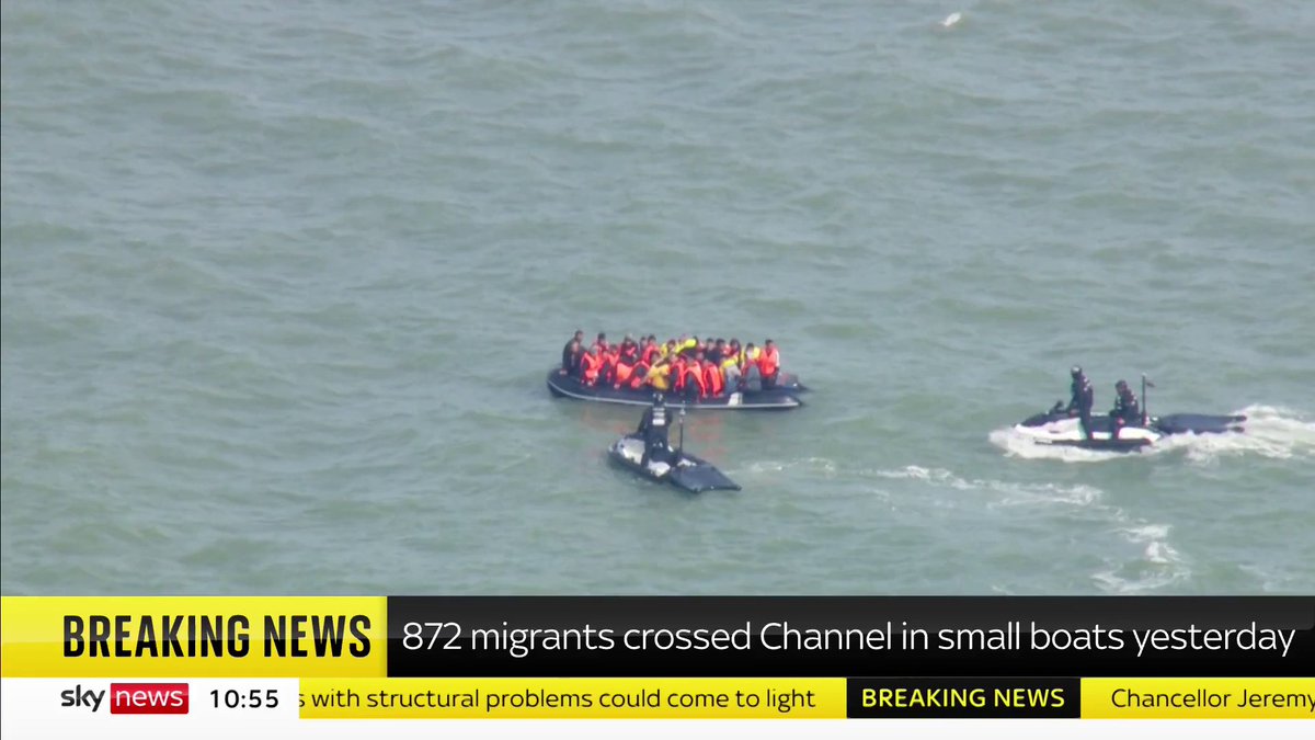 BREAKING: 872 migrants crossed the Channel in small boats yesterday. 📺 Sky 501, Virgin 602, Freeview 233 and YouTube