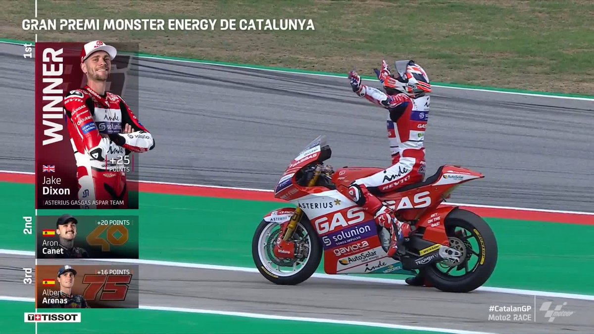 Victory number ✌️ for Jake Dixon in #Moto2! And he celebrates with some push-ups! 💪 #CatalanGP 🏁