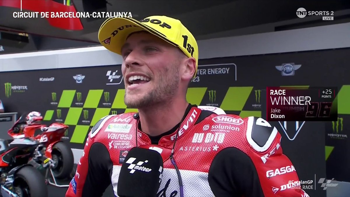 "It was a masterclass, weren't it!" Jake Dixon is on top of the world - and he's dedicated it to Paul Bird ❤️ #CatalanGP