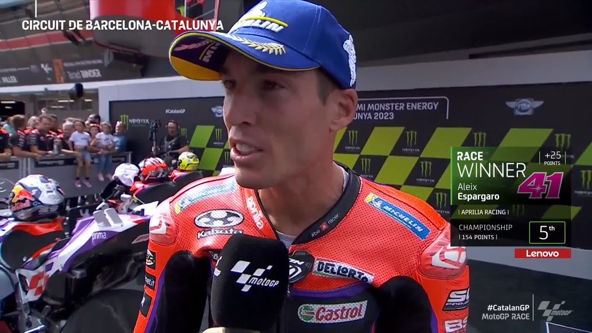 "This win is for Pecco Bagnaia" Class, Aleix Espargaró 👏 #CatalanGP 🏁