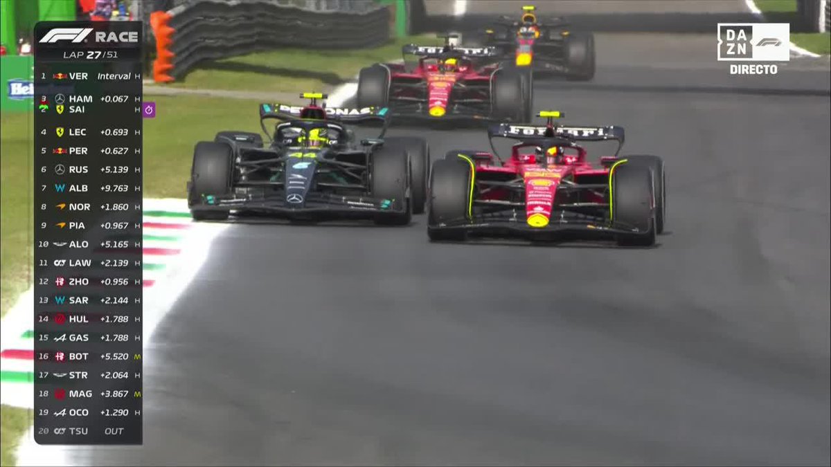 Vaya adelantada que se ha marcado Sainz ante un Hamilton que ya iba al límite 🌶️ #ItaliaDAZNF1 🇮🇹