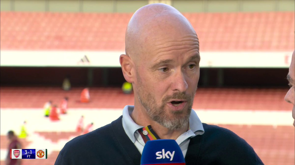 "It was NOT offside." ❌ Erik ten Hag is not happy with the officiating decisions during Man United's game vs. Arsenal 😳