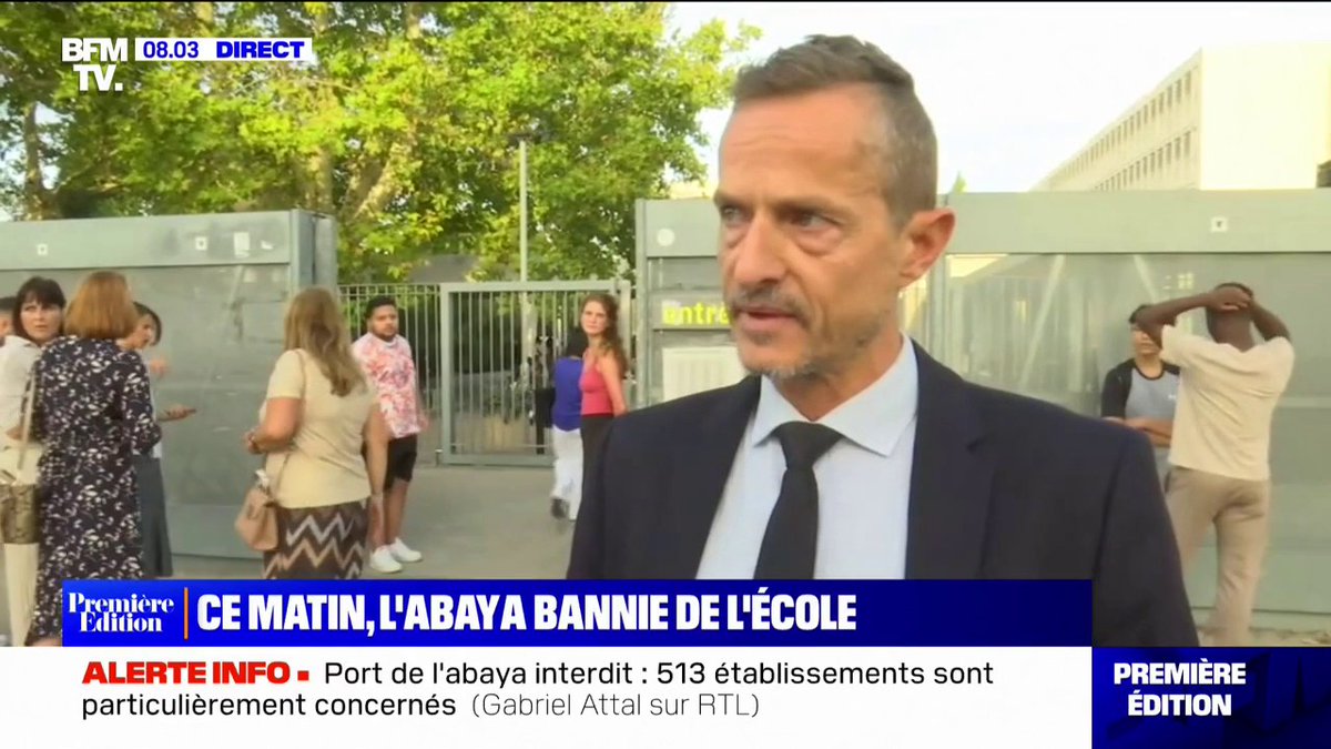 Rentrée scolaire: ce proviseur veille à l'entrée de son lycée au respect de la laïcité