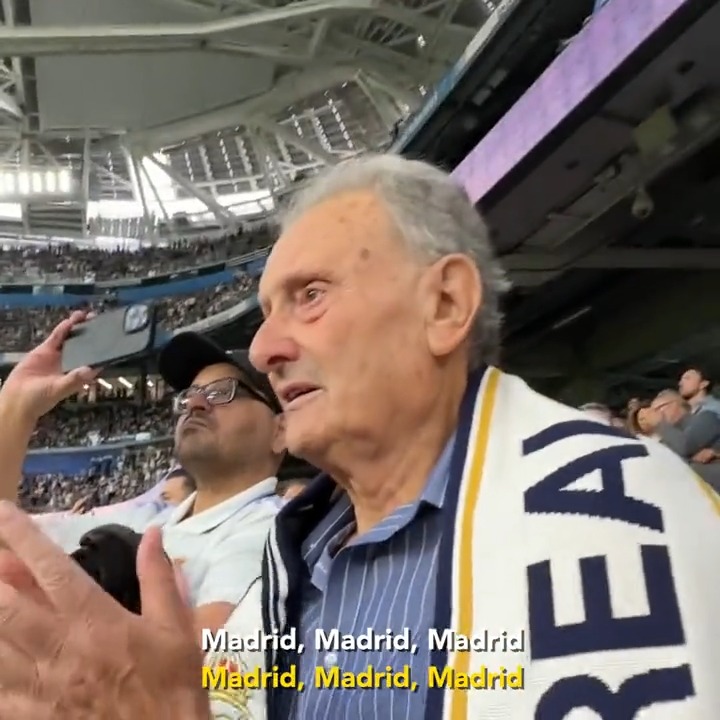 🥹 I’m not crying, there’s just something in my eye... 🥹 💜 An UNFORGETTABLE gift from granddaughter to grandad! 🪄 sandraaliste #Madridistas