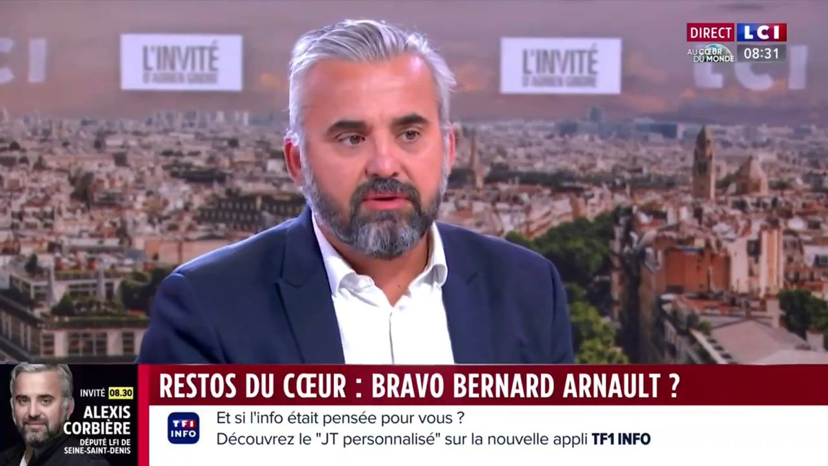 J'ai une pensée pour toutes les associations qui travaillent sur le terrain. Le don de Bernard Arnault ne représente que 0,004% de sa fortune personnelle. Je suis pour la solidarité, pas la charité, qu’il commence par payer les impôts qu’il doit. #LCI
