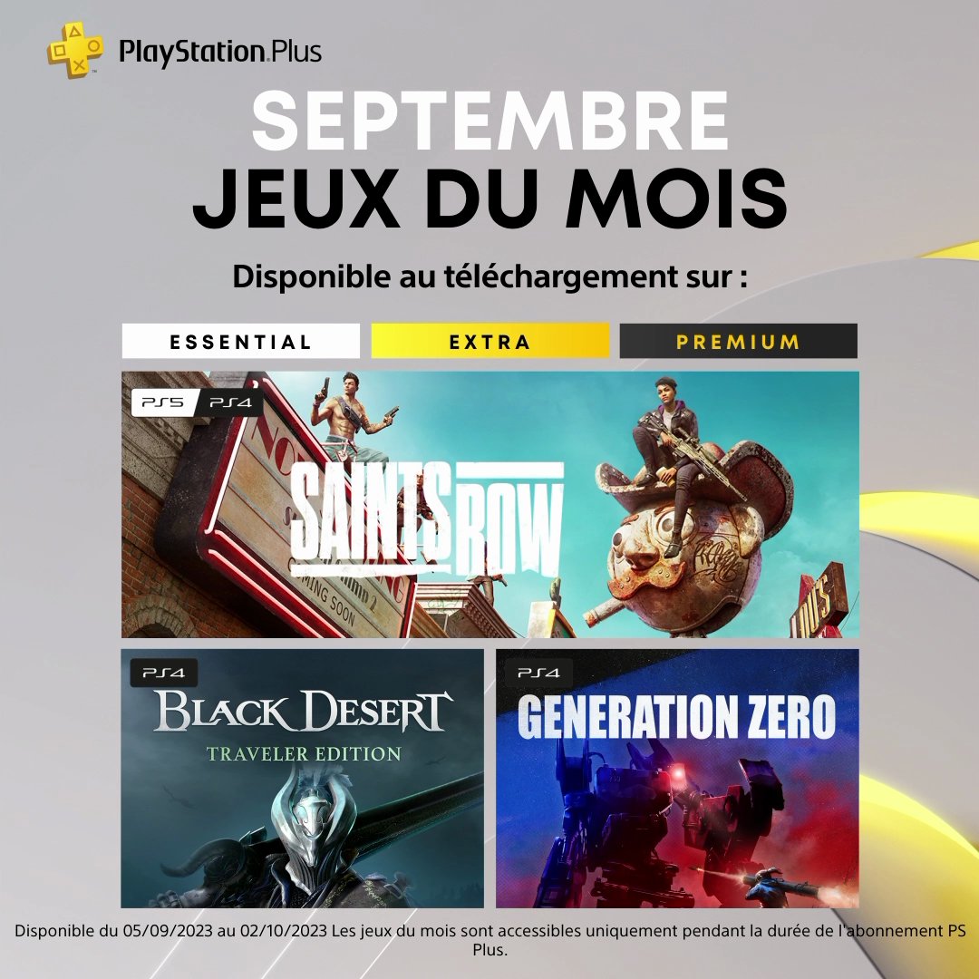 Vos jeux du mois sont disponibles au téléchargement jusqu'au 2 octobre ! Ne loupez pas : ⚜️ Saints Row 🧙🏻♂️ Black Desert - Traveler Edition 🤖 Generation Zero